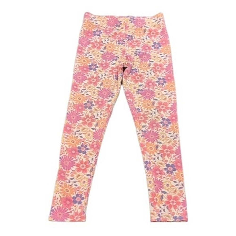 Tommy Bahama Floral Leggings Pull On Skinny Cotton Girls Size Large 10 12 Pink